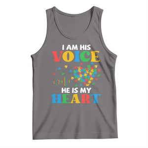 I Am His Voice He Is My Heart Tank Top Autism Awareness Puzzle Piece TS11 Deep Heather Print Your Wear