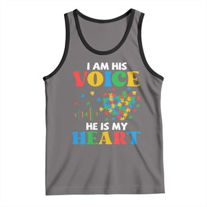 I Am His Voice He Is My Heart Tank Top Autism Awareness Puzzle Piece TS11 Deep Heather Black Print Your Wear