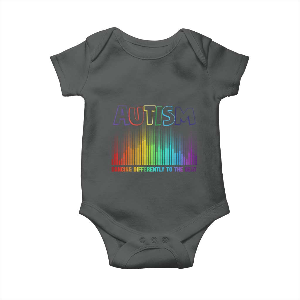 Autism Awareness Baby Onesie Autism Dancing Differently To The Beat TS11 Dark Heather Print Your Wear