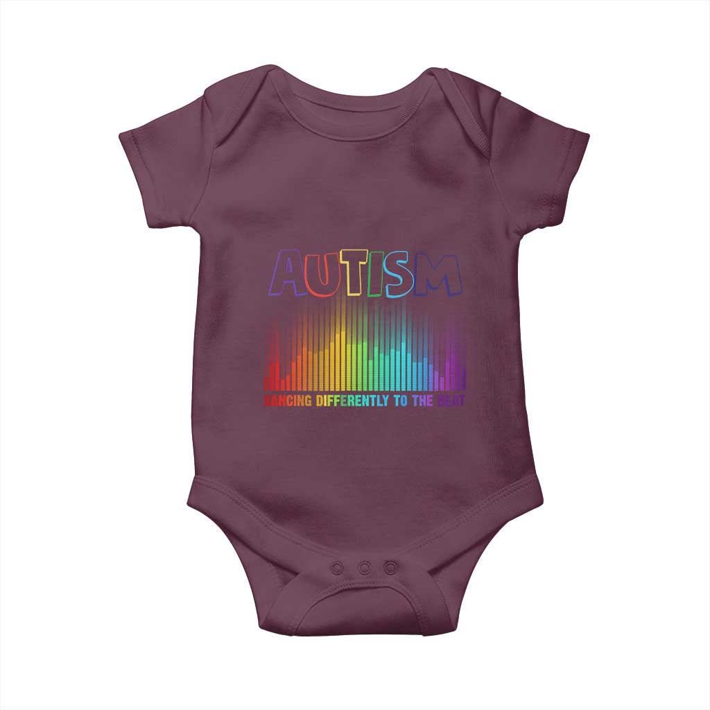 Autism Awareness Baby Onesie Autism Dancing Differently To The Beat TS11 Maroon Print Your Wear