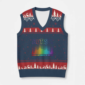 Autism Awareness V-Neck Knit Sweater Vest Autism Dancing Differently To The Beat TS11 Navy Red Print Your Wear
