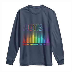Autism Awareness Long Sleeve Shirt Autism Dancing Differently To The Beat TS11 Navy Print Your Wear