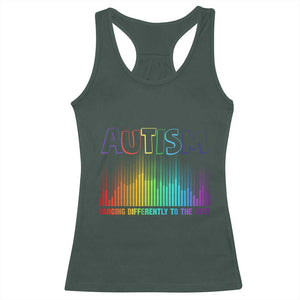 Autism Awareness Racerback Tank Top Autism Dancing Differently To The Beat TS11 Dark Forest Green Print Your Wear