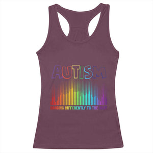 Autism Awareness Racerback Tank Top Autism Dancing Differently To The Beat TS11 Maroon Print Your Wear
