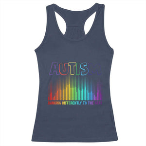 Autism Awareness Racerback Tank Top Autism Dancing Differently To The Beat TS11 Navy Print Your Wear