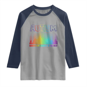 Autism Awareness Raglan Shirt Autism Dancing Differently To The Beat TS11 Sport Gray Navy Print Your Wear