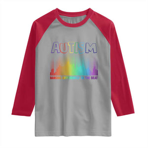 Autism Awareness Raglan Shirt Autism Dancing Differently To The Beat TS11 Sport Gray Red Print Your Wear