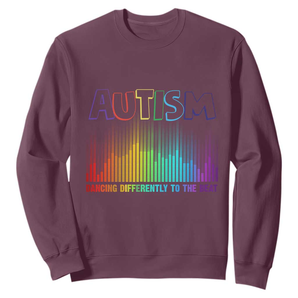 Autism Awareness Sweatshirt Autism Dancing Differently To The Beat TS11 Maroon Print Your Wear