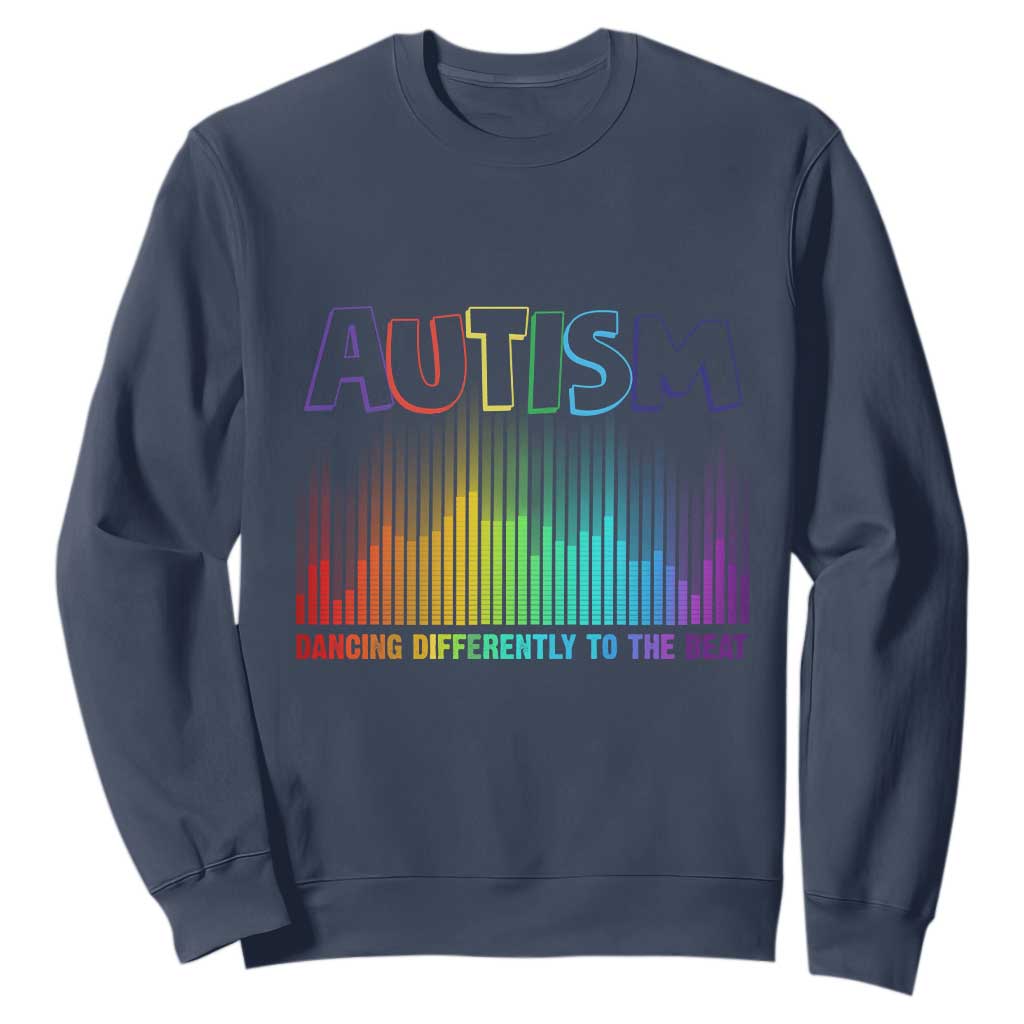 Autism Awareness Sweatshirt Autism Dancing Differently To The Beat TS11 Navy Print Your Wear