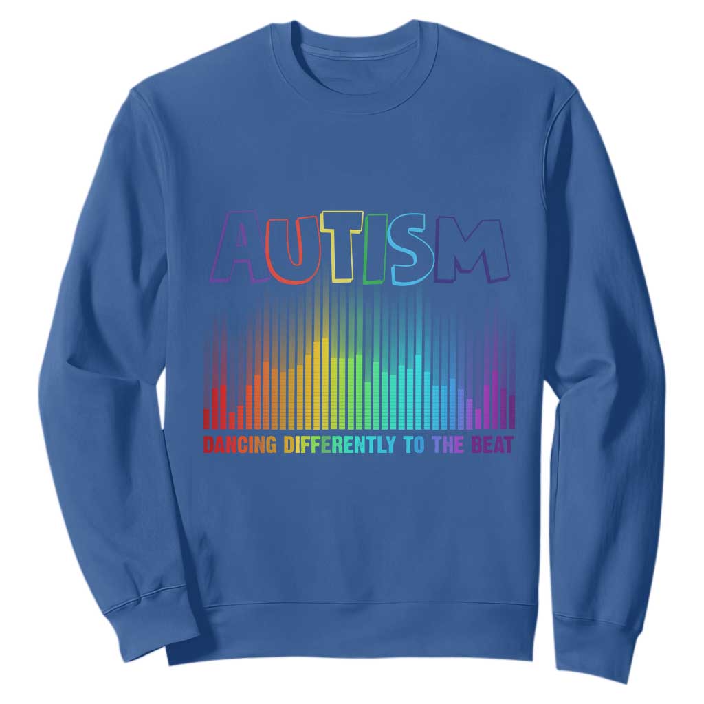 Autism Awareness Sweatshirt Autism Dancing Differently To The Beat TS11 Royal Blue Print Your Wear