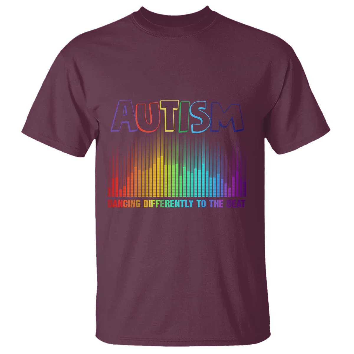 Autism Awareness T Shirt Autism Dancing Differently To The Beat TS11 Maroon Print Your Wear