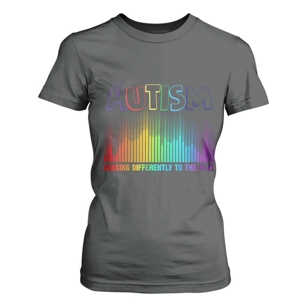 Autism Awareness T Shirt For Women Autism Dancing Differently To The Beat TS11 Dark Heather Print Your Wear