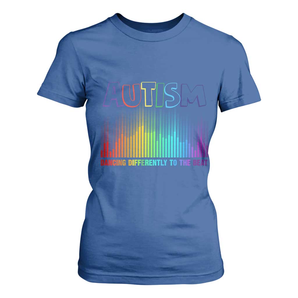 Autism Awareness T Shirt For Women Autism Dancing Differently To The Beat TS11 Royal Blue Print Your Wear
