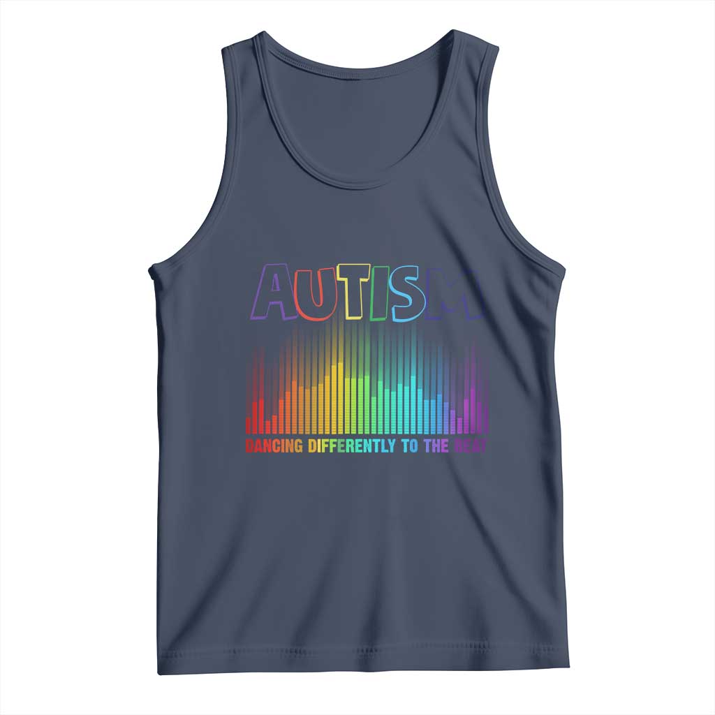 Autism Awareness Tank Top Autism Dancing Differently To The Beat TS11 Navy Print Your Wear