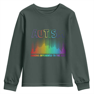 Autism Awareness Youth Sweatshirt Autism Dancing Differently To The Beat TS11 Dark Forest Green Print Your Wear