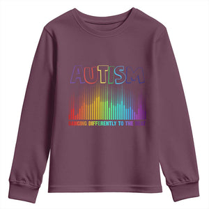 Autism Awareness Youth Sweatshirt Autism Dancing Differently To The Beat TS11 Maroon Print Your Wear