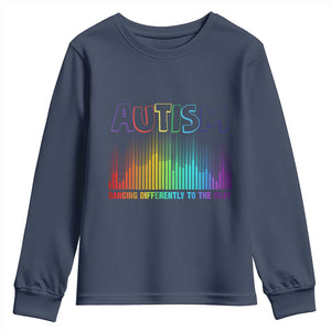 Autism Awareness Youth Sweatshirt Autism Dancing Differently To The Beat TS11 Navy Print Your Wear