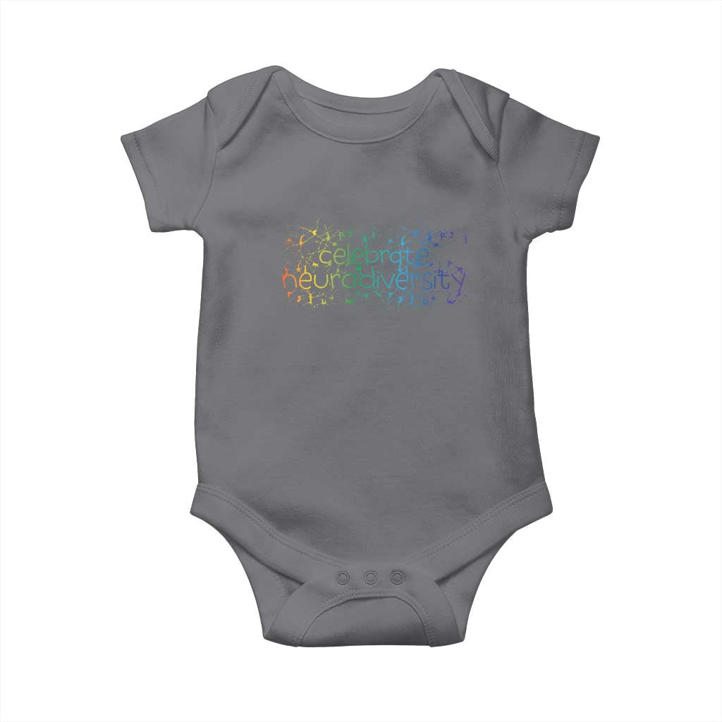 Celebrate Neurodiversity Baby Onesie Autism Awareness ASD ADHD Mental Health TS11 Charcoal Print Your Wear