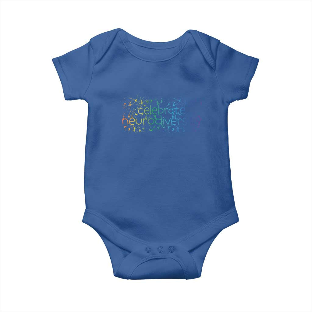 Celebrate Neurodiversity Baby Onesie Autism Awareness ASD ADHD Mental Health TS11 Royal Blue Print Your Wear