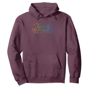 Celebrate Neurodiversity Hoodie Autism Awareness ASD ADHD Mental Health TS11 Maroon Print Your Wear