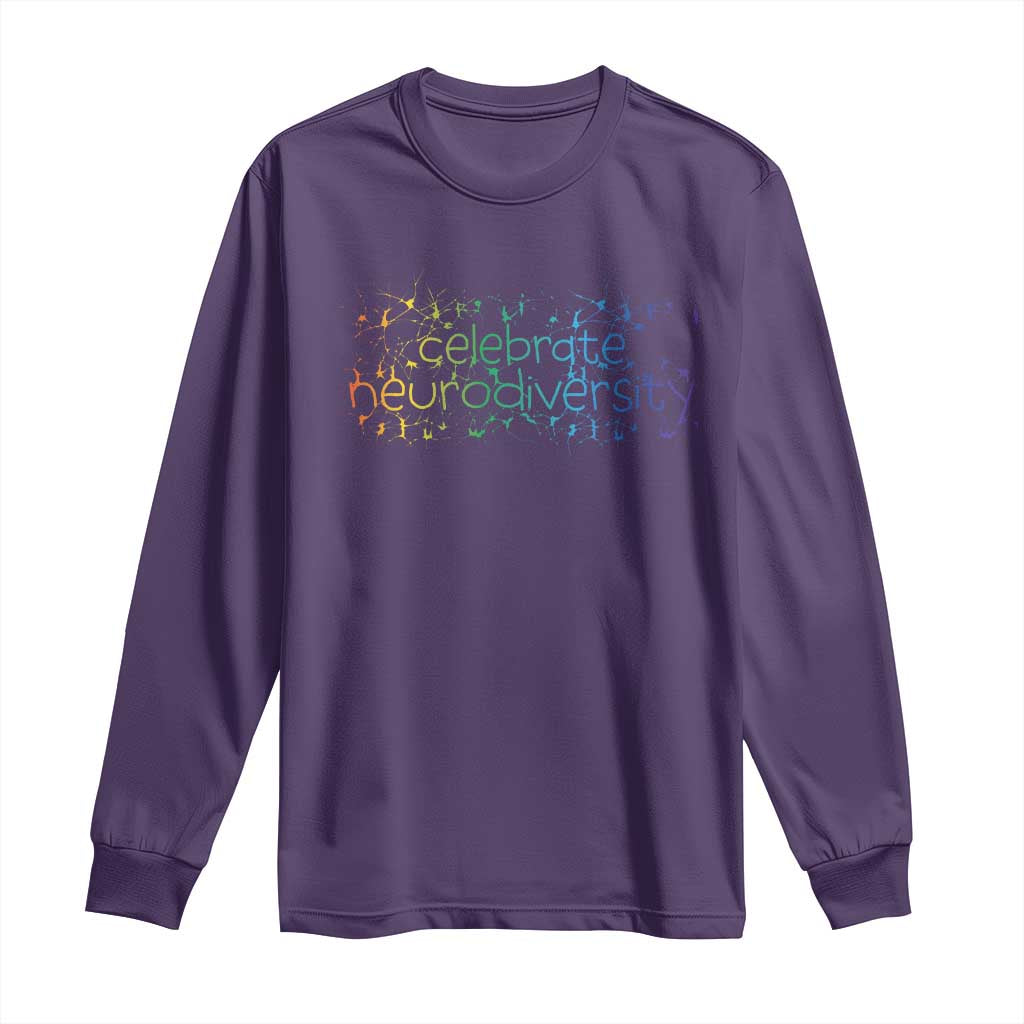 Celebrate Neurodiversity Long Sleeve Shirt Autism Awareness ASD ADHD Mental Health TS11 Purple Print Your Wear