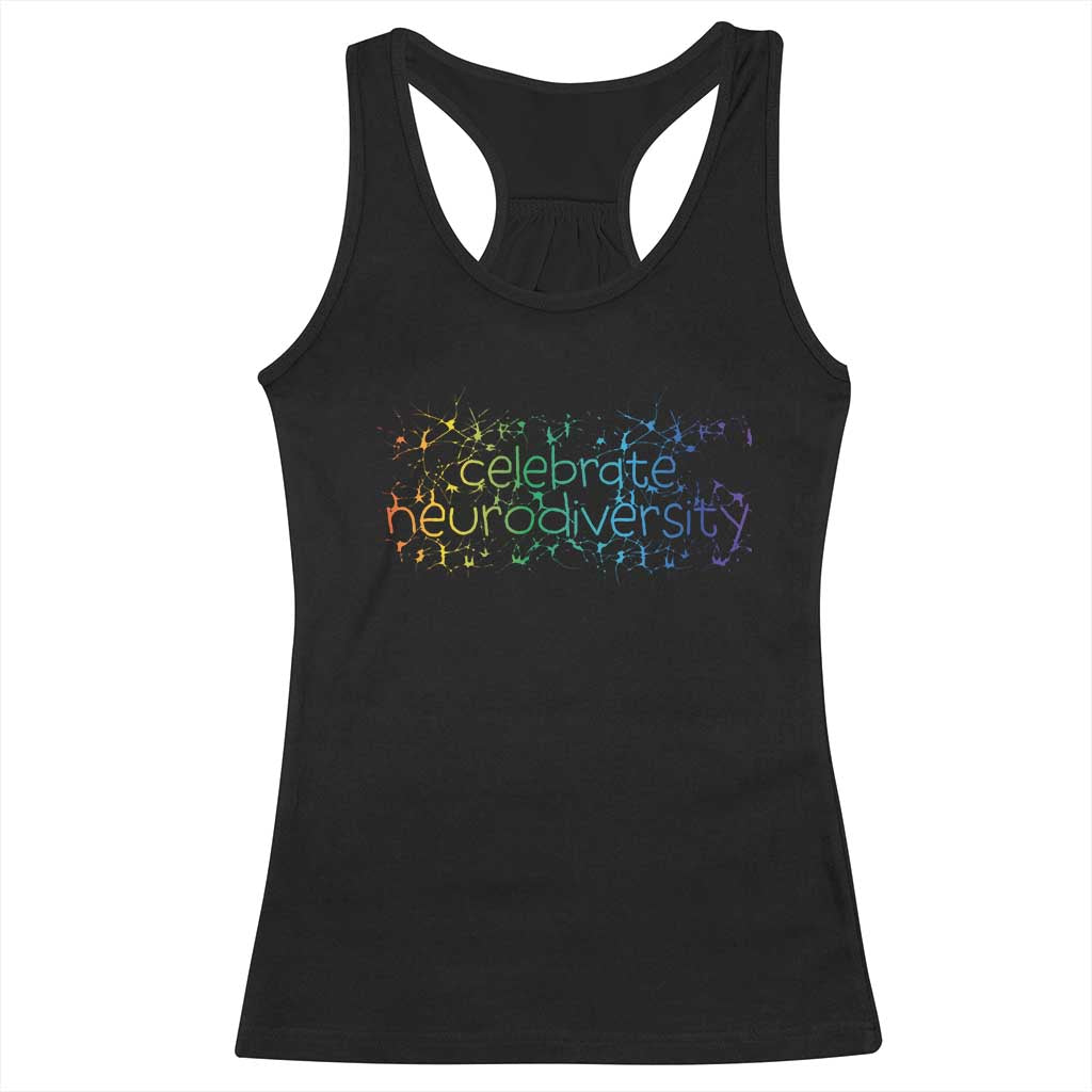 Celebrate Neurodiversity Racerback Tank Top Autism Awareness ASD ADHD Mental Health TS11 Black Print Your Wear