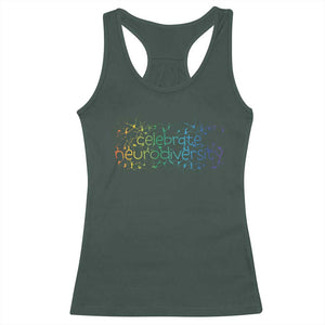 Celebrate Neurodiversity Racerback Tank Top Autism Awareness ASD ADHD Mental Health TS11 Dark Forest Green Print Your Wear