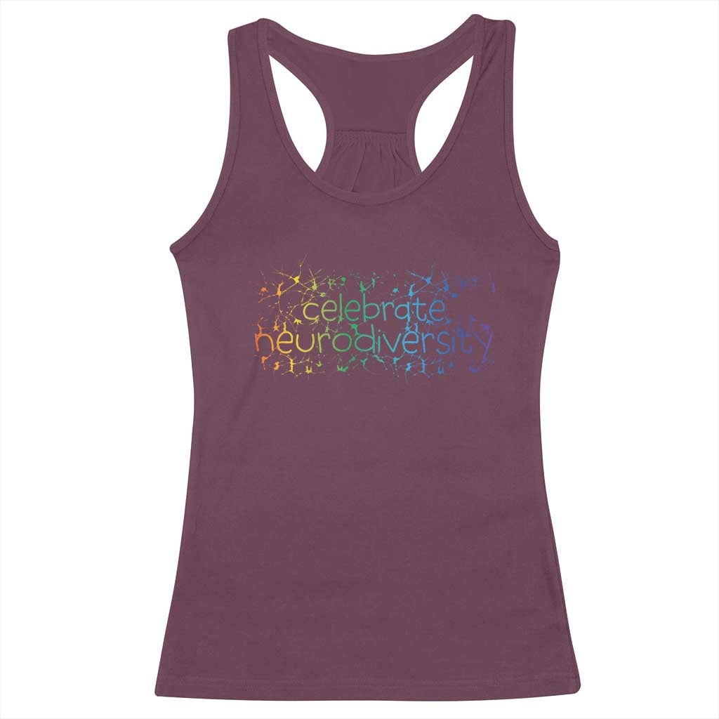 Celebrate Neurodiversity Racerback Tank Top Autism Awareness ASD ADHD Mental Health TS11 Maroon Print Your Wear