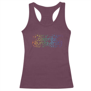 Celebrate Neurodiversity Racerback Tank Top Autism Awareness ASD ADHD Mental Health TS11 Maroon Print Your Wear