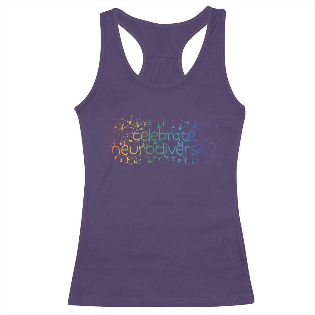 Celebrate Neurodiversity Racerback Tank Top Autism Awareness ASD ADHD Mental Health TS11 Purple Print Your Wear