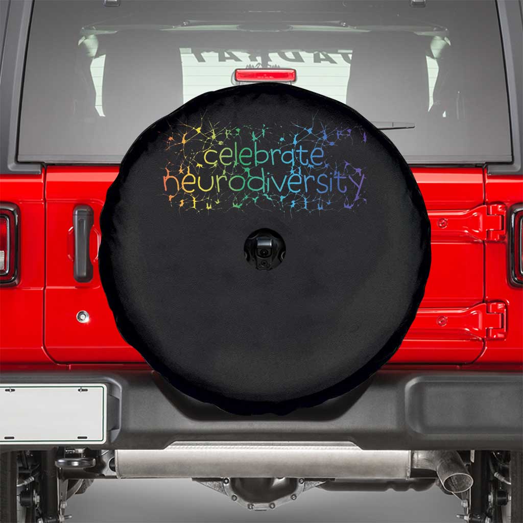 Celebrate Neurodiversity Spare Tire Cover Autism Awareness ASD ADHD Mental Health TS11 Black Print Your Wear