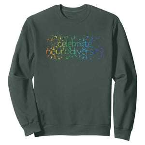 Celebrate Neurodiversity Sweatshirt Autism Awareness ASD ADHD Mental Health TS11 Dark Forest Green Print Your Wear