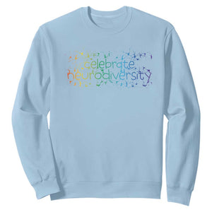 Celebrate Neurodiversity Sweatshirt Autism Awareness ASD ADHD Mental Health TS11 Light Blue Print Your Wear