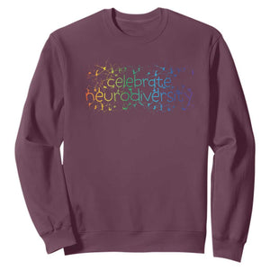 Celebrate Neurodiversity Sweatshirt Autism Awareness ASD ADHD Mental Health TS11 Maroon Print Your Wear