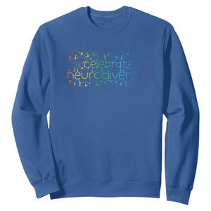 Celebrate Neurodiversity Sweatshirt Autism Awareness ASD ADHD Mental Health TS11 Royal Blue Print Your Wear