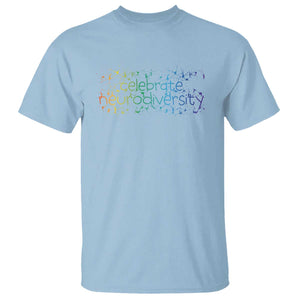 Celebrate Neurodiversity T Shirt Autism Awareness ASD ADHD Mental Health TS11 Light Blue Print Your Wear
