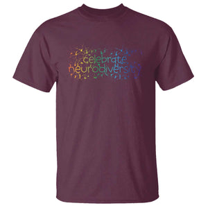 Celebrate Neurodiversity T Shirt Autism Awareness ASD ADHD Mental Health TS11 Maroon Print Your Wear