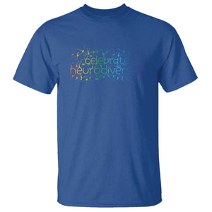 Celebrate Neurodiversity T Shirt Autism Awareness ASD ADHD Mental Health TS11 Royal Blue Print Your Wear