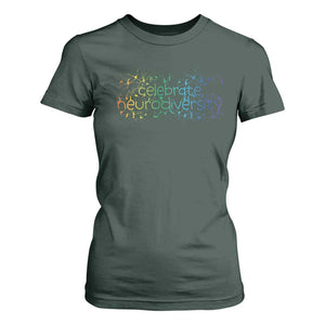 Celebrate Neurodiversity T Shirt For Women Autism Awareness ASD ADHD Mental Health TS11 Dark Forest Green Print Your Wear