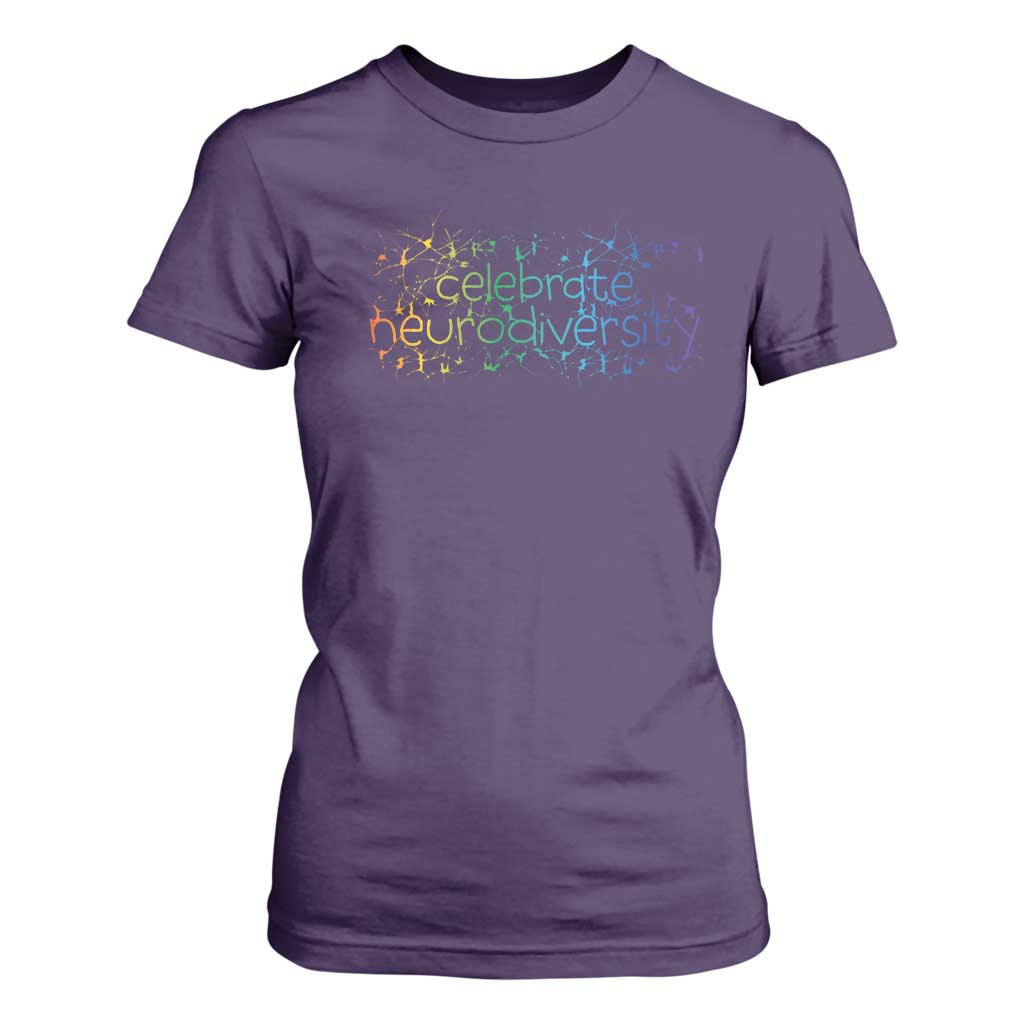 Celebrate Neurodiversity T Shirt For Women Autism Awareness ASD ADHD Mental Health TS11 Purple Print Your Wear