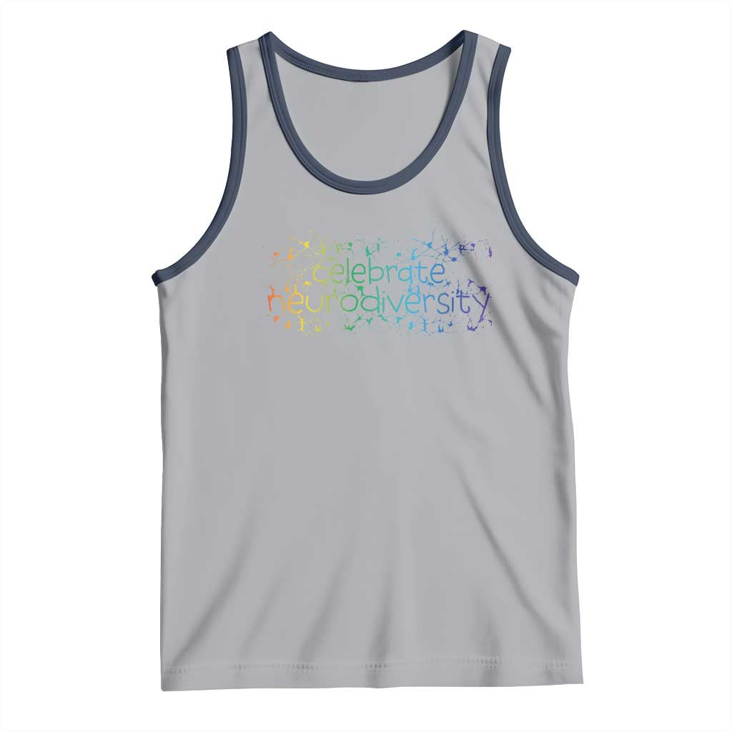 Celebrate Neurodiversity Tank Top Autism Awareness ASD ADHD Mental Health TS11 Athletic Heather Navy Print Your Wear