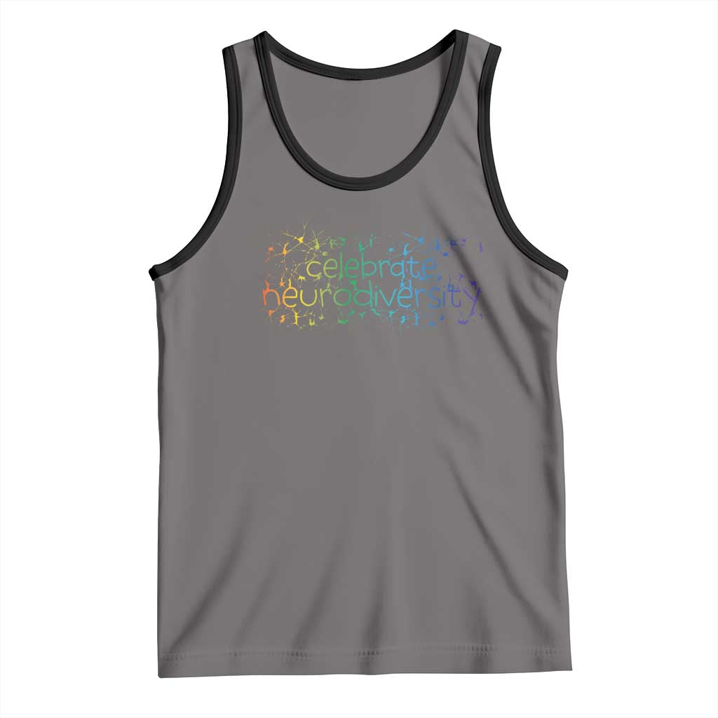 Celebrate Neurodiversity Tank Top Autism Awareness ASD ADHD Mental Health TS11 Deep Heather Black Print Your Wear