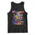 Funny Autism Awareness Be Happy In Your Own Shell Tank Top Rainbow Puzzle Turtle TS11 Black Print Your Wear