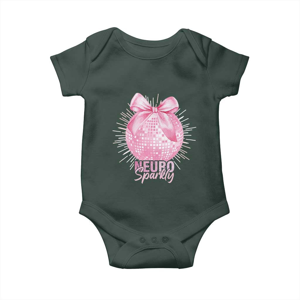 Neurodivergent Neuro Sparkly Baby Onesie Autism Spectrum ADHD Pink Bow Disco Ball TS11 Print Your Wear