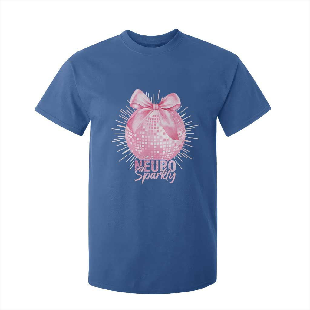 Neurodivergent Neuro Sparkly T Shirt For Kid Autism Spectrum ADHD Pink Bow Disco Ball TS11 Royal Blue Print Your Wear