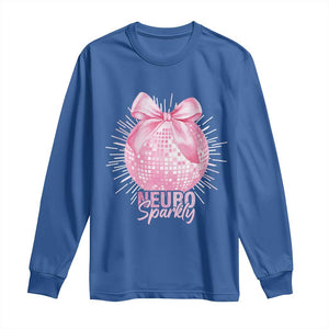Neurodivergent Neuro Sparkly Long Sleeve Shirt Autism Spectrum ADHD Pink Bow Disco Ball TS11 Royal Blue Print Your Wear