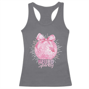 Neurodivergent Neuro Sparkly Racerback Tank Top Autism Spectrum ADHD Pink Bow Disco Ball TS11 Charcoal Print Your Wear