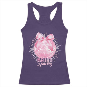 Neurodivergent Neuro Sparkly Racerback Tank Top Autism Spectrum ADHD Pink Bow Disco Ball TS11 Purple Print Your Wear