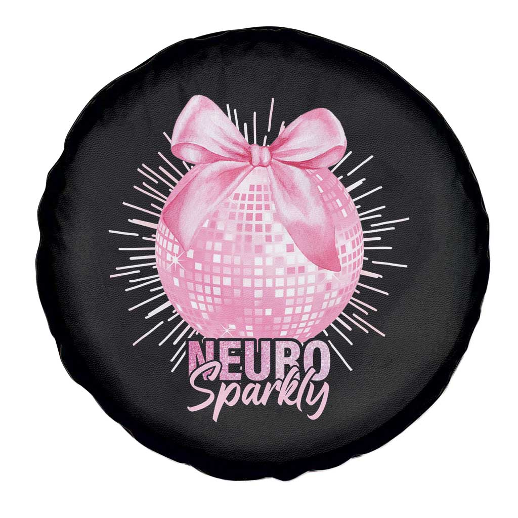 Neurodivergent Neuro Sparkly Spare Tire Cover Autism Spectrum ADHD Pink Bow Disco Ball TS11 Print Your Wear