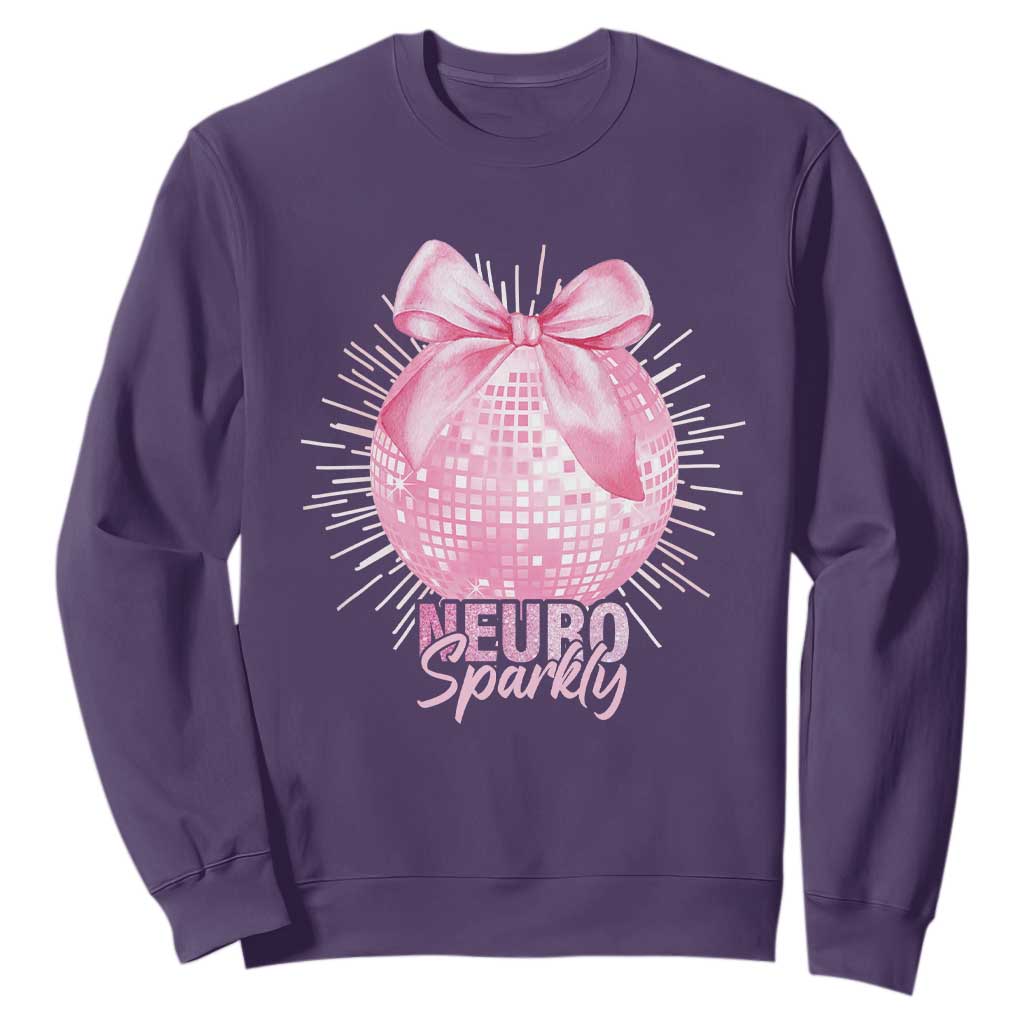 Neurodivergent Neuro Sparkly Sweatshirt Autism Spectrum ADHD Pink Bow Disco Ball TS11 Purple Print Your Wear
